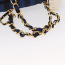 VALENTINO Shoulder Bag Canvas 2way Blue Gold Auth 151699-7