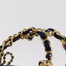 VALENTINO Shoulder Bag Canvas 2way Blue Gold Auth 151699-8