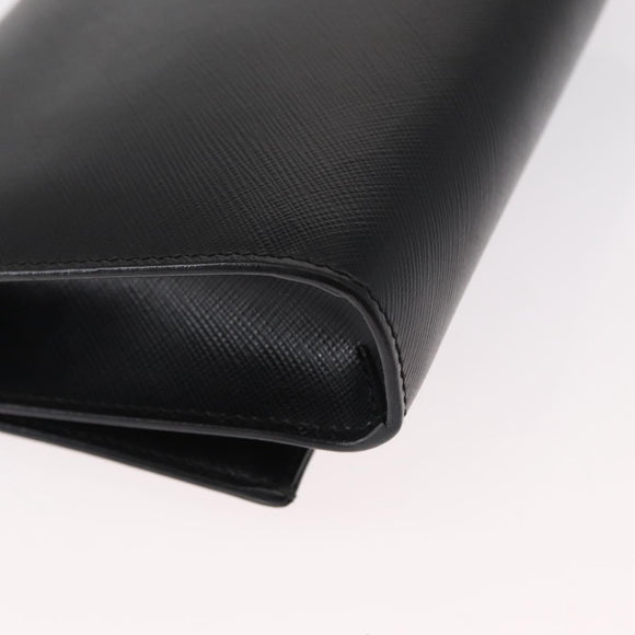 Salvatore Ferragamo Chain Shoulder Bag Leather Black Gold Auth 151702