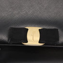 Salvatore Ferragamo Chain Shoulder Bag Leather Black Gold Auth 151702-17