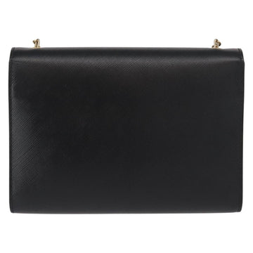 Salvatore Ferragamo Chain Shoulder Bag Leather Black Gold Auth 151702 - 0