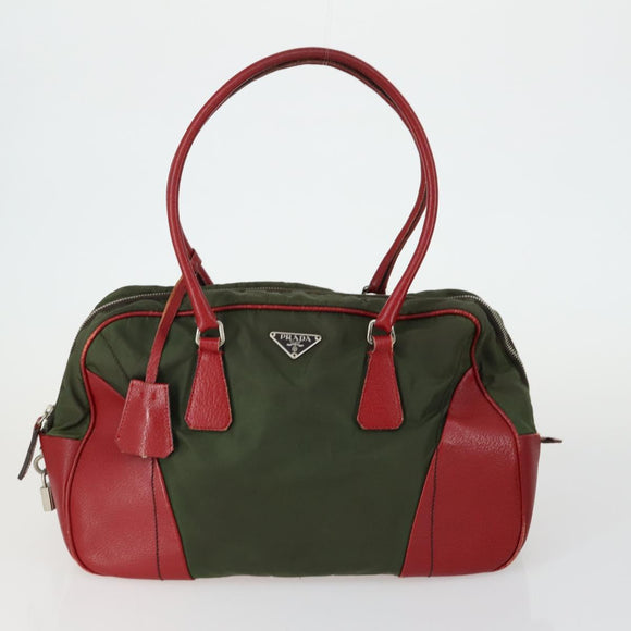 PRADA Tote Bag Nylon 3 Set Black Khaki Auth 151704