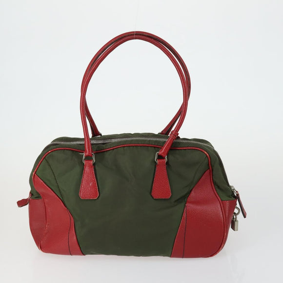 PRADA Tote Bag Nylon 3 Set Black Khaki Auth 151704