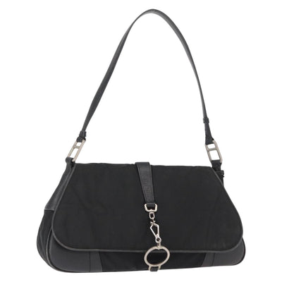 PRADA Shoulder Bag Nylon Black Silver Auth 151705