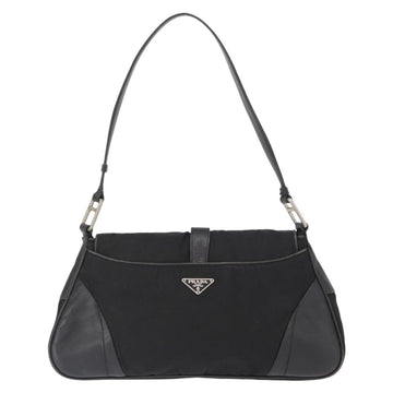 PRADA Shoulder Bag Nylon Black Silver Auth 151705 - 0