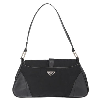 PRADA Shoulder Bag Nylon Black Silver Auth 151705 - 0