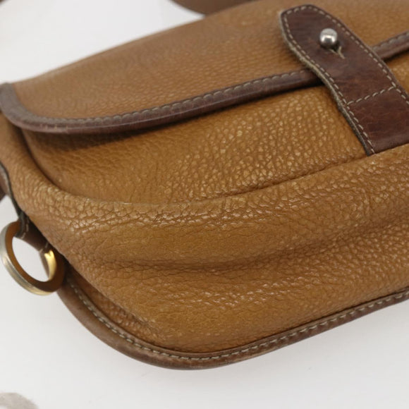 LOEWE Anagram Shoulder Bag Leather Beige Gold Auth 151706