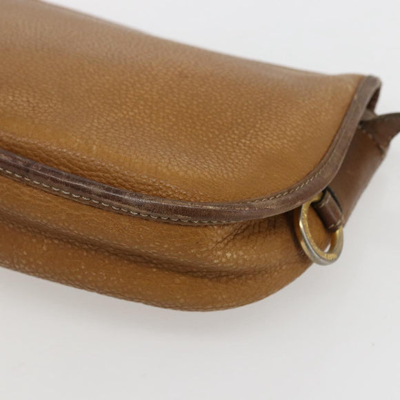 LOEWE Anagram Shoulder Bag Leather Beige Gold Auth 151706