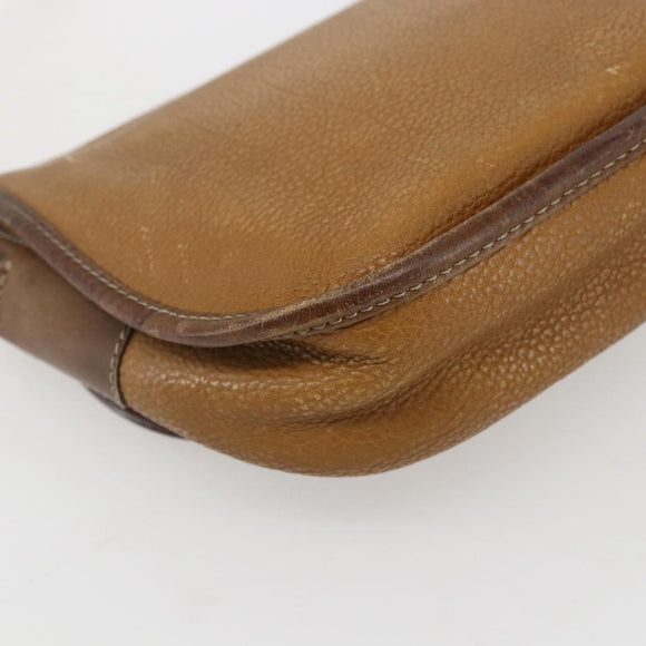 LOEWE Anagram Shoulder Bag Leather Beige Gold Auth 151706