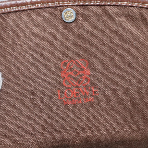 LOEWE Anagram Shoulder Bag Leather Beige Gold Auth 151706