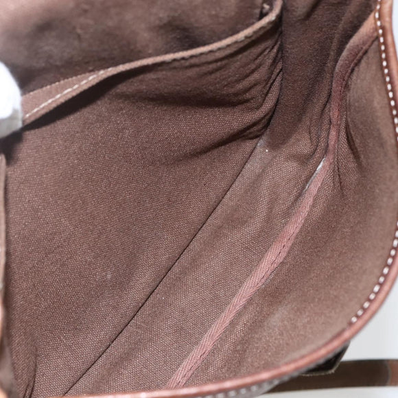 LOEWE Anagram Shoulder Bag Leather Beige Gold Auth 151706