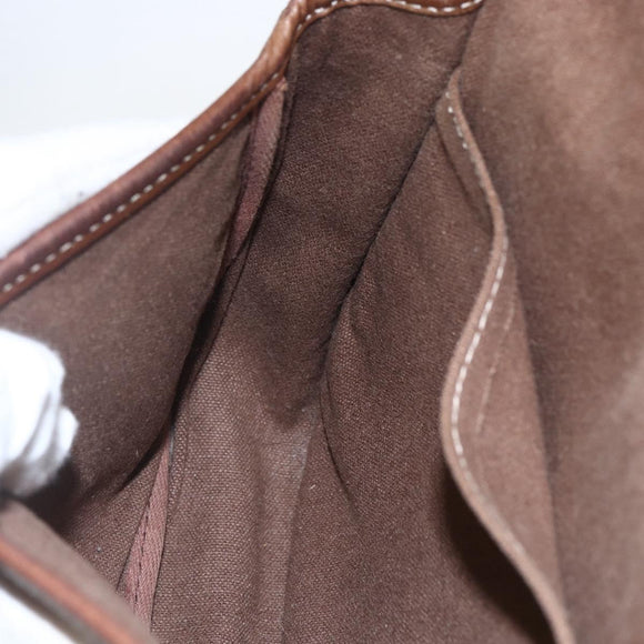 LOEWE Anagram Shoulder Bag Leather Beige Gold Auth 151706