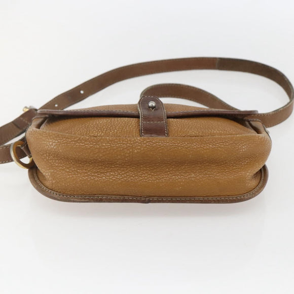 LOEWE Anagram Shoulder Bag Leather Beige Gold Auth 151706