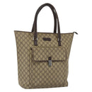 GUCCI GG Supreme Tote Bag PVC Beige Silver 108832 Auth 151708-1