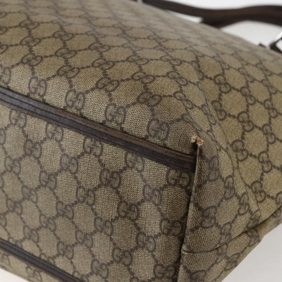 GUCCI GG Supreme Tote Bag PVC Beige Silver 108832 Auth 151708