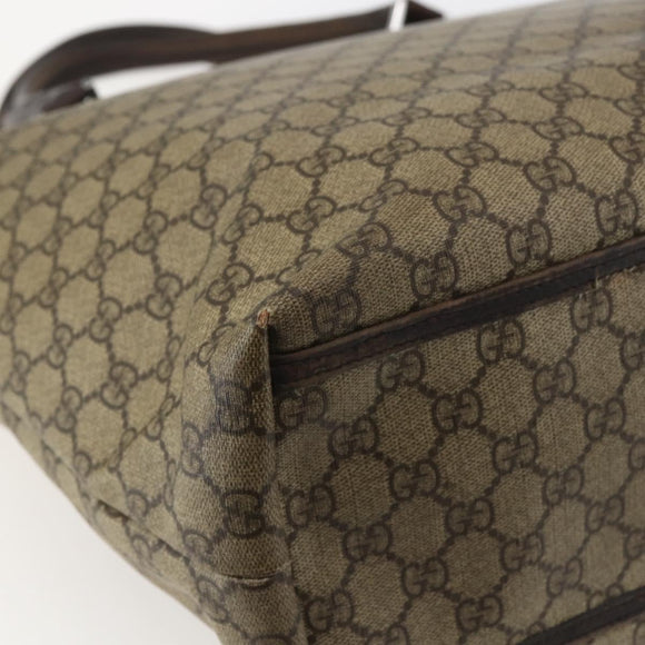 GUCCI GG Supreme Tote Bag PVC Beige Silver 108832 Auth 151708