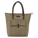 GUCCI GG Supreme Tote Bag PVC Beige Silver 108832 Auth 151708-13