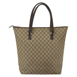 GUCCI GG Supreme Tote Bag PVC Beige Silver 108832 Auth 151708 - 0