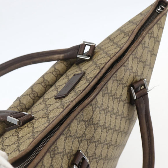 GUCCI GG Supreme Tote Bag PVC Beige Silver 108832 Auth 151708