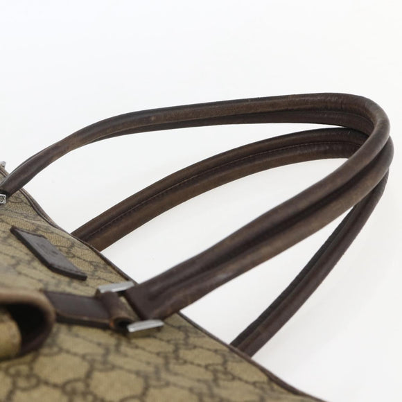 GUCCI GG Supreme Tote Bag PVC Beige Silver 108832 Auth 151708