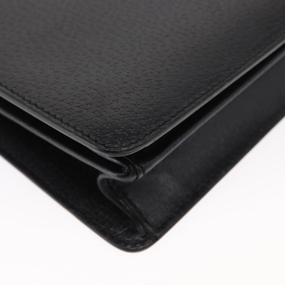 Salvatore Ferragamo Clutch Bag Leather Black Gold Auth 151716