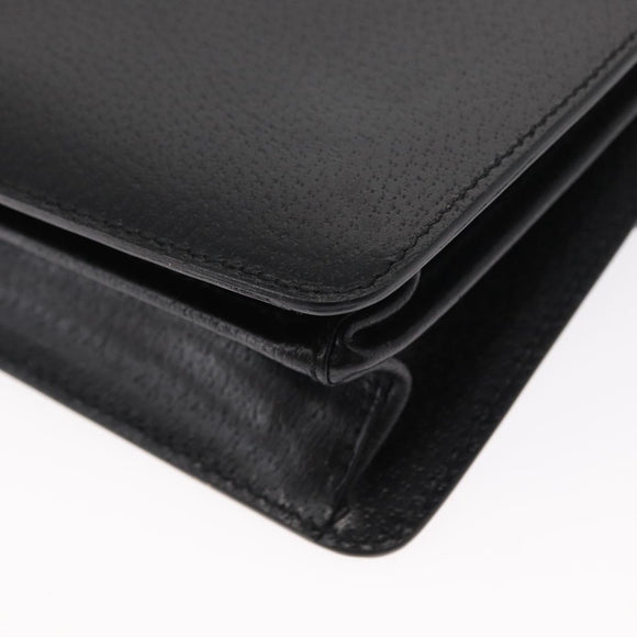 Salvatore Ferragamo Clutch Bag Leather Black Gold Auth 151716