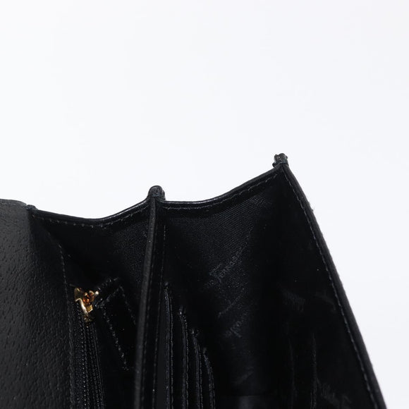 Salvatore Ferragamo Clutch Bag Leather Black Gold Auth 151716