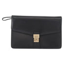 Salvatore Ferragamo Clutch Bag Leather Black Gold Auth 151716-2
