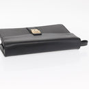 Salvatore Ferragamo Clutch Bag Leather Black Gold Auth 151716-6