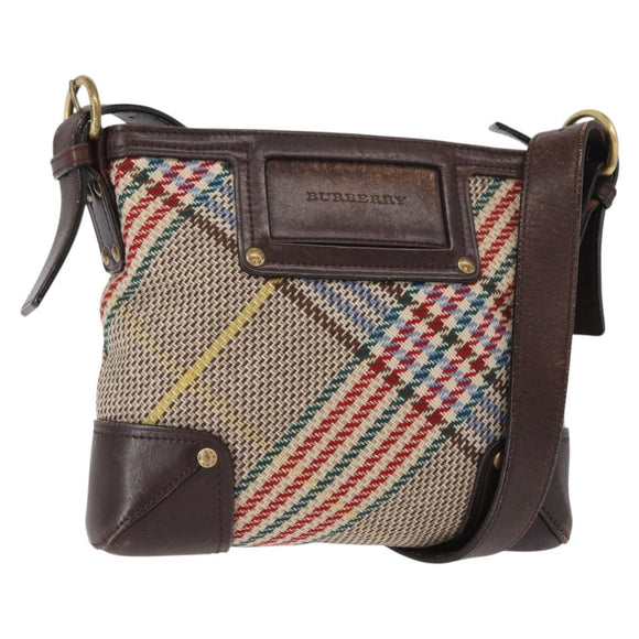 BURBERRY Nova Check Shoulder Bag Canvas Brown Gold Auth 151717