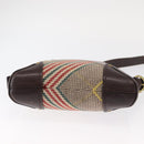 BURBERRY Nova Check Shoulder Bag Canvas Brown Gold Auth 151717-5