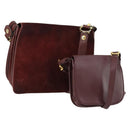 CARTIER Shoulder Bag Leather 2 Set Bordeaux Auth 151718-1