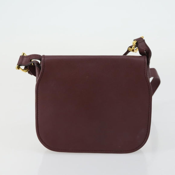 CARTIER Shoulder Bag Leather 2 Set Bordeaux Auth 151718