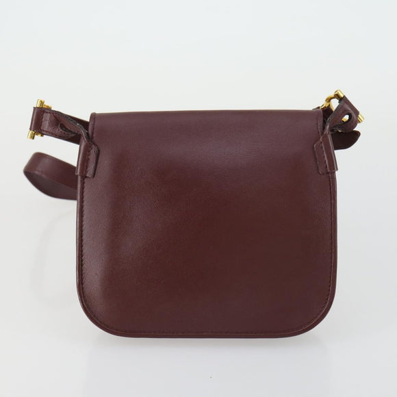 CARTIER Shoulder Bag Leather 2 Set Bordeaux Auth 151718