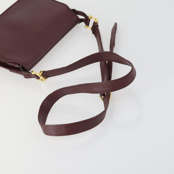 CARTIER Shoulder Bag Leather 2 Set Bordeaux Auth 151718