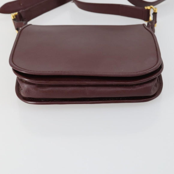 CARTIER Shoulder Bag Leather 2 Set Bordeaux Auth 151718