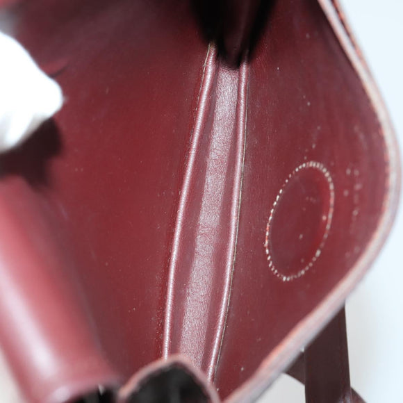 CARTIER Shoulder Bag Leather 2 Set Bordeaux Auth 151718