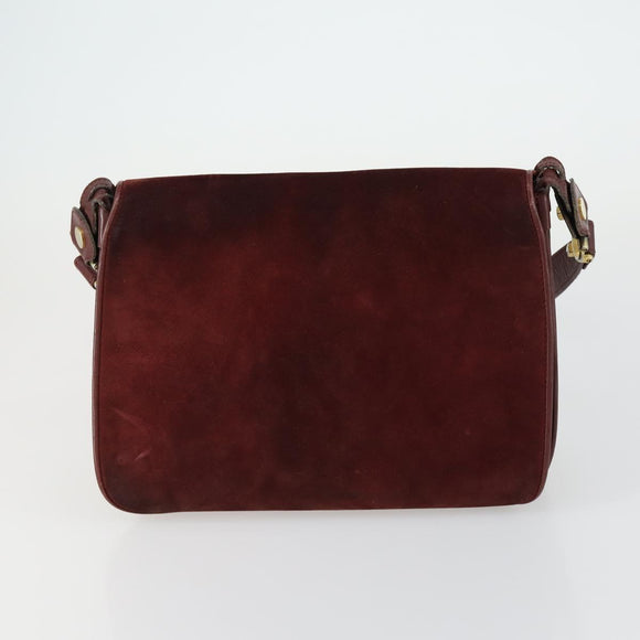 CARTIER Shoulder Bag Leather 2 Set Bordeaux Auth 151718