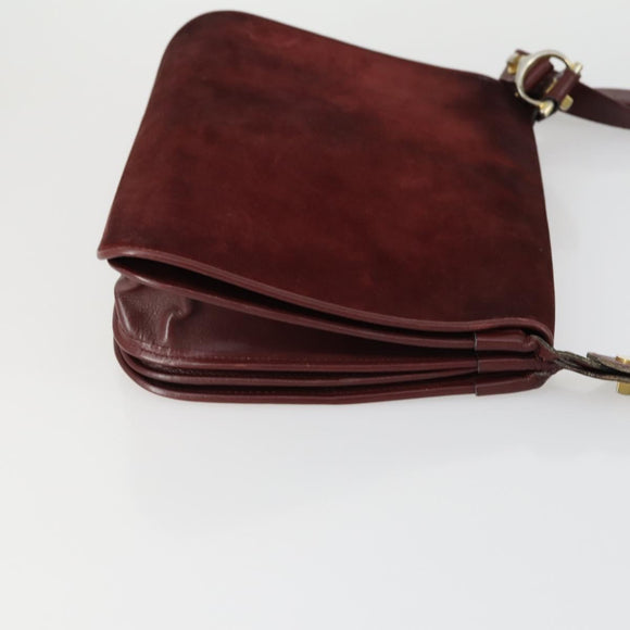 CARTIER Shoulder Bag Leather 2 Set Bordeaux Auth 151718