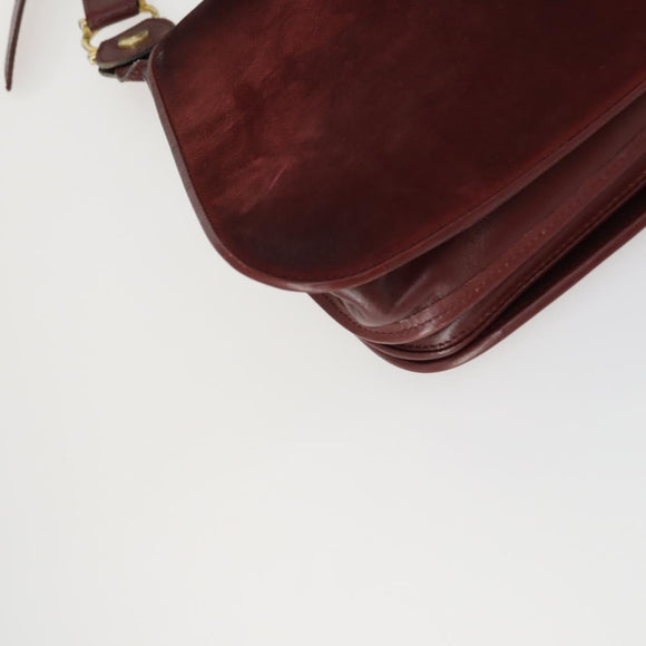 CARTIER Shoulder Bag Leather 2 Set Bordeaux Auth 151718