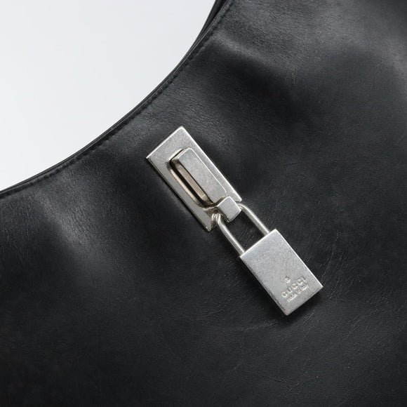 GUCCI Shoulder Bag Leather Black Silver Auth 151719