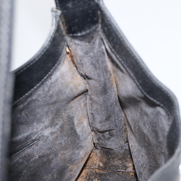 GUCCI Shoulder Bag Leather Black Silver Auth 151719