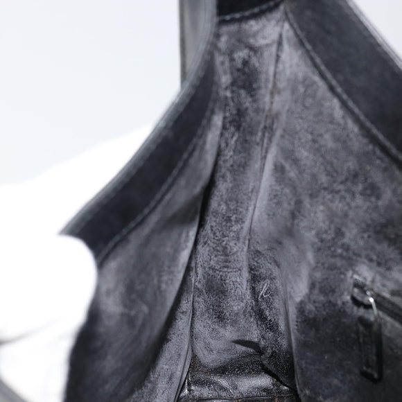 GUCCI Shoulder Bag Leather Black Silver Auth 151719