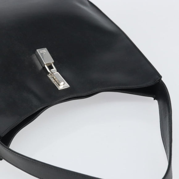 GUCCI Shoulder Bag Leather Black Silver Auth 151719