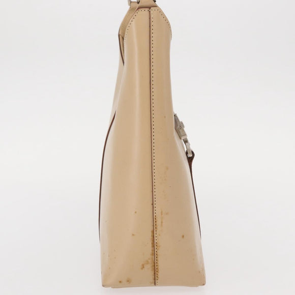 GUCCI Jackie Shoulder Bag Leather Beige Silver 001 3875 Auth 151720