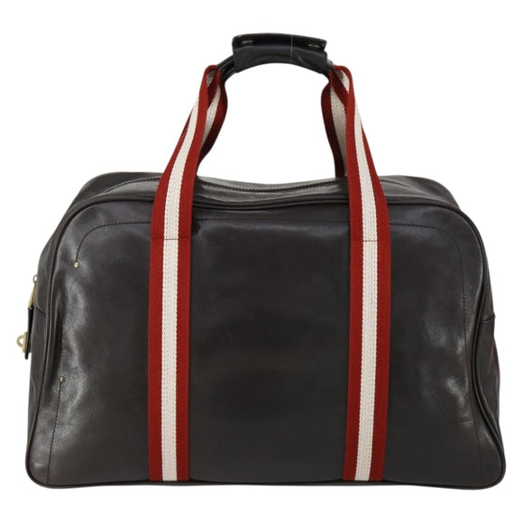 BALLY Boston Bag Leather 2way Brown Auth 151721
