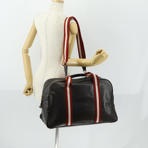 BALLY Boston Bag Leather 2way Brown Auth 151721