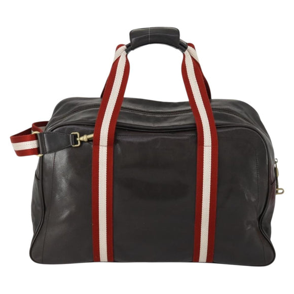 BALLY Boston Bag Leather 2way Brown Auth 151721