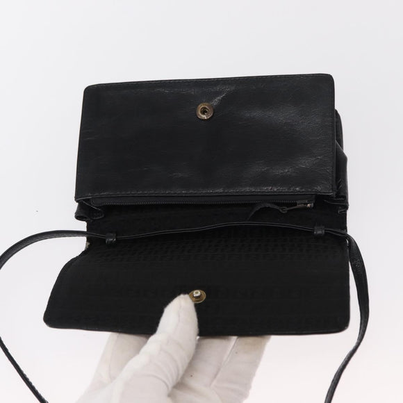 FENDI Shoulder Bag Leather Black White Auth 151723