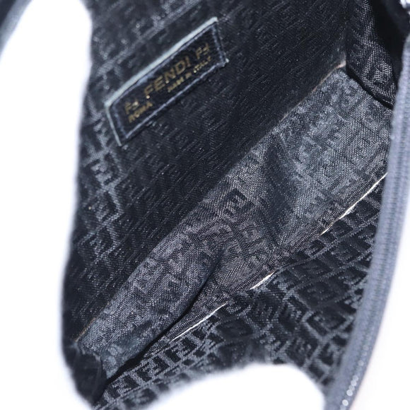 FENDI Shoulder Bag Leather Black White Auth 151723